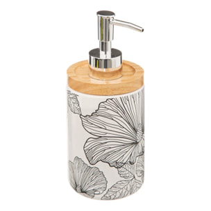 Distributeur à savon 400ml "BlackFlora" noir et blanc