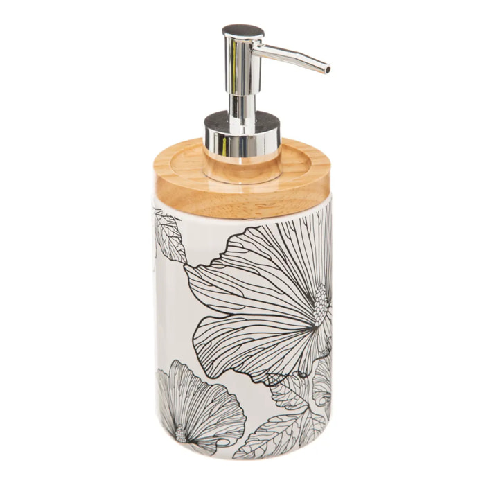 Distributeur à savon 400ml "BlackFlora" noir et blanc