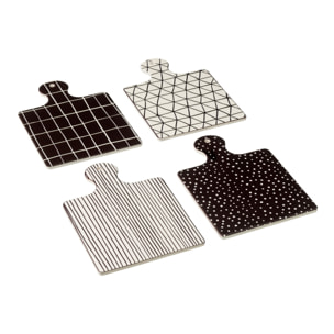 J-Line planche à découper - céramique - noir/blanc - 4 pcs