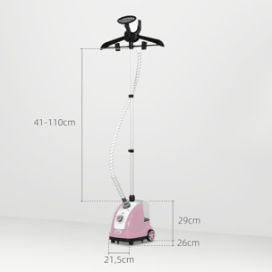 Défroisseur vapeur vertical défroisseur à vêtements 1,4L 1950W débit vapeur 32g/min tige telescopique rose noir