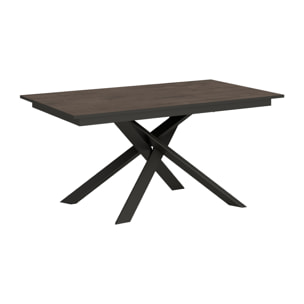 Table extensible 90x160/220 cm Ganty Noyer bande de chante Anthracite cadre Anthracite