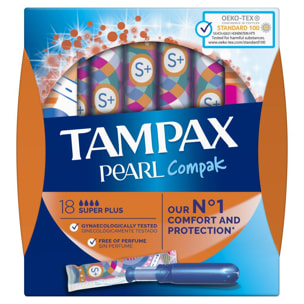 4x18 Tampax Pearl Compak Super Plus Tampons Applicateur