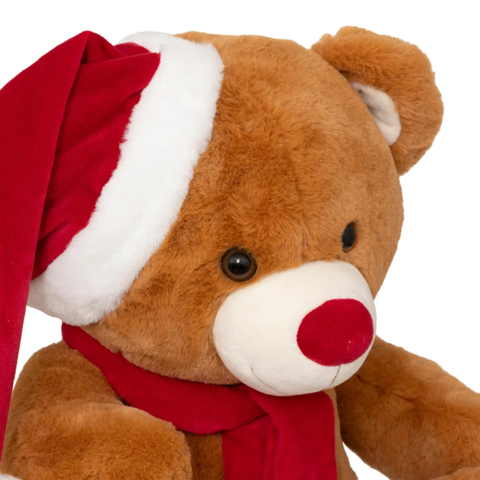 PELUCHE OURS BRUN BONNET 48CM