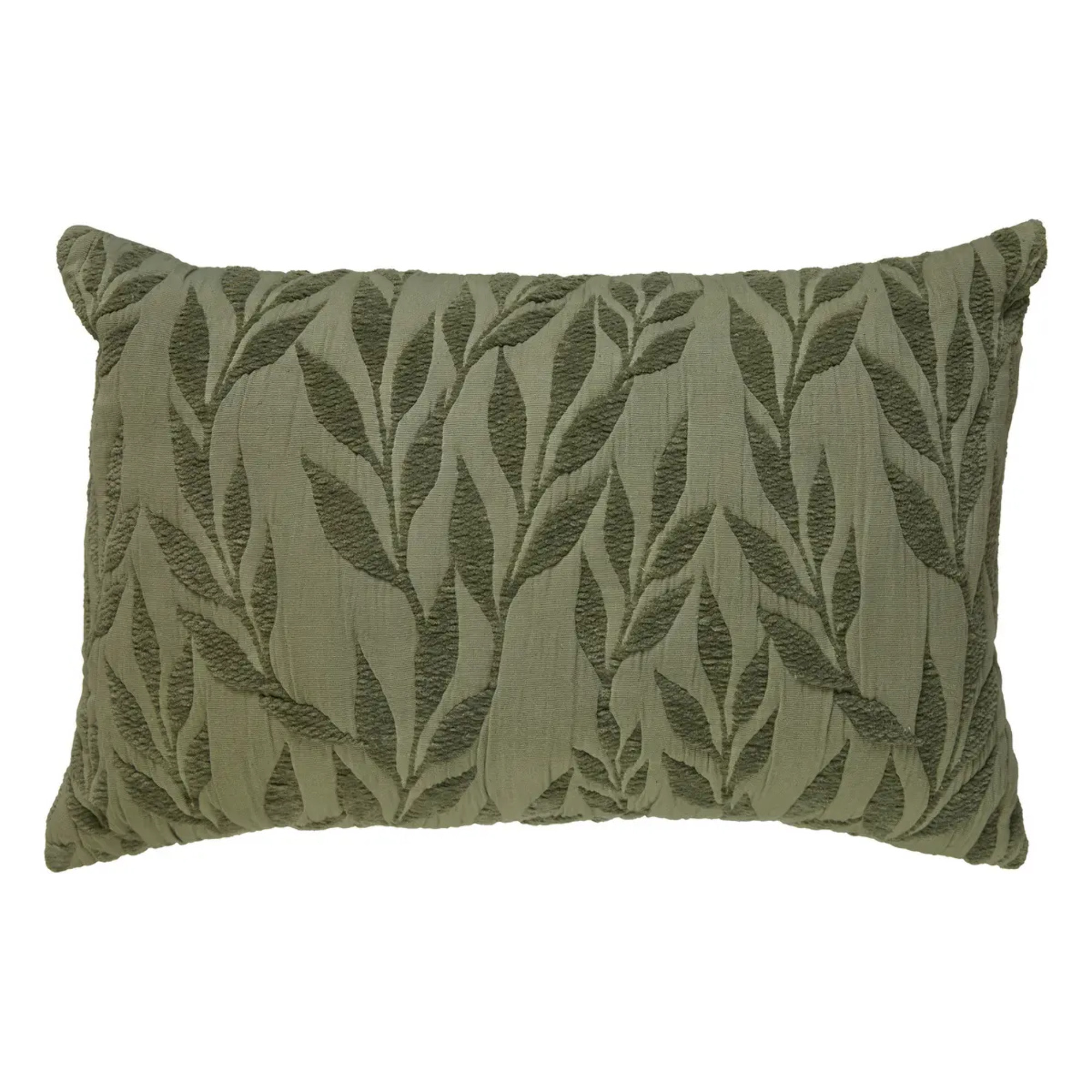 Coussin motif jacquard "Lehto" coton vert clair 58x38cm