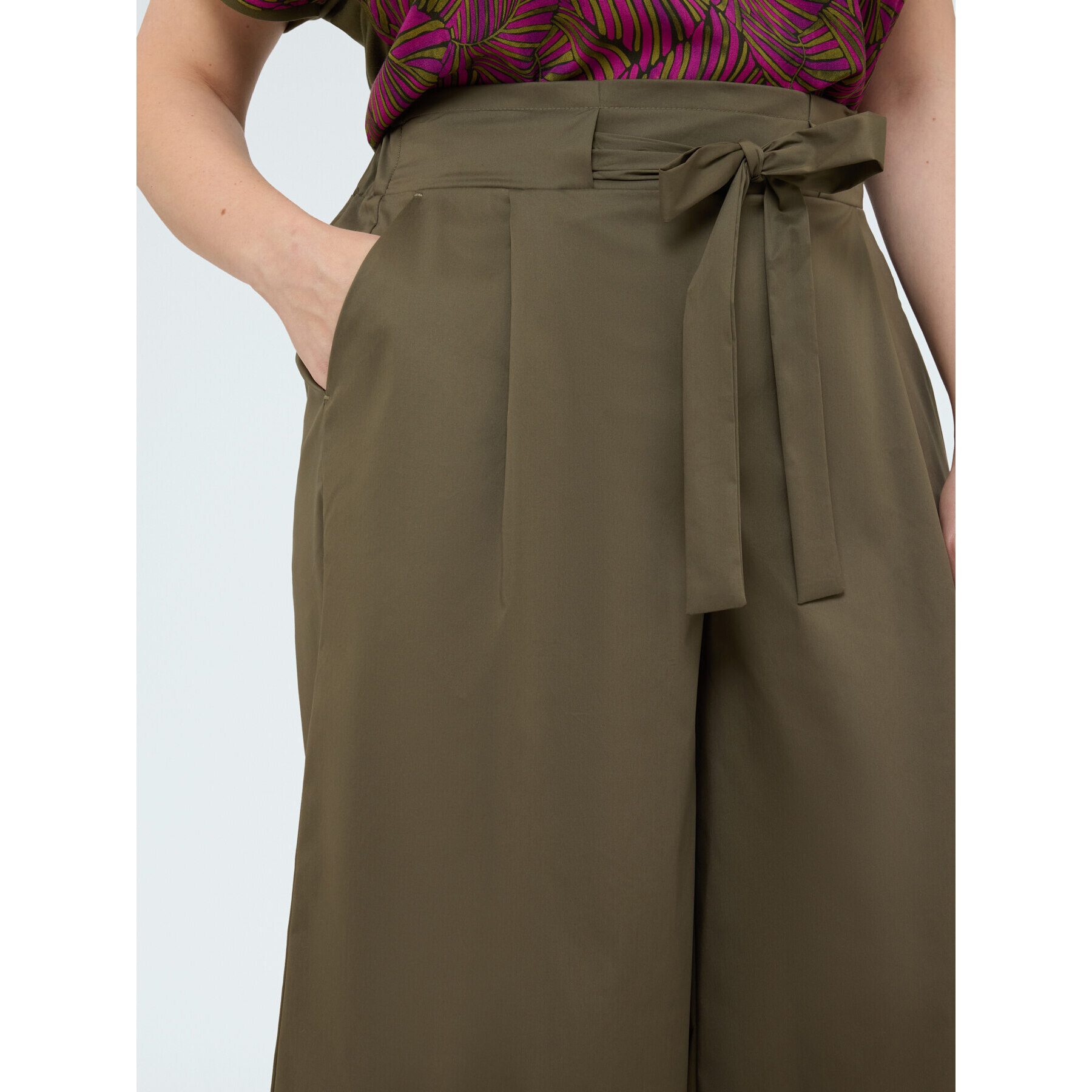 Fiorella Rubino - Pantalón falda en popelina de algodón - Verde militare