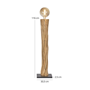 Lampadaire H116 cm morceaux de teck exotique naturel assemblés - NEMO