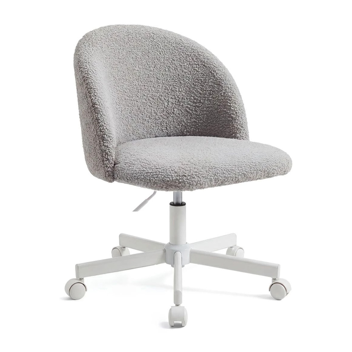 Silla de escritorio tapizada en borreguito gris claro 76-89,5 cm Candy Gris claro