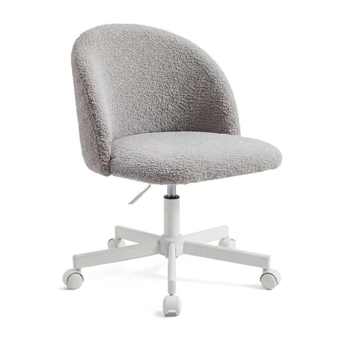 Silla de escritorio tapizada en borreguito gris claro 76-89,5 cm Candy Gris claro