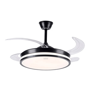 Ventilatore da soffitto L433 da 107 cm, pale retrattili, motore DC da 30 W, luce LED dimmerabile da 60 W, 6 velocità, modalità estate/inverno. Telecomando incluso.