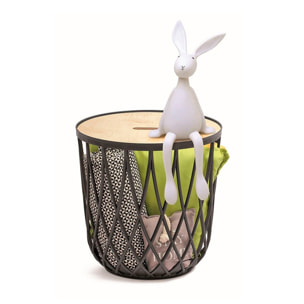 Cesta multifuncional 55l prosperplast uniqubo de plastico en color piedra gris 44,7 (largo) x 44,7 (ancho) x 45 (alto) cm con tapa de madera