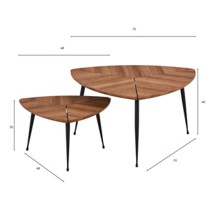 Set de 2 tables gigognes en fibre de bois D48cm et d70cm COBRA