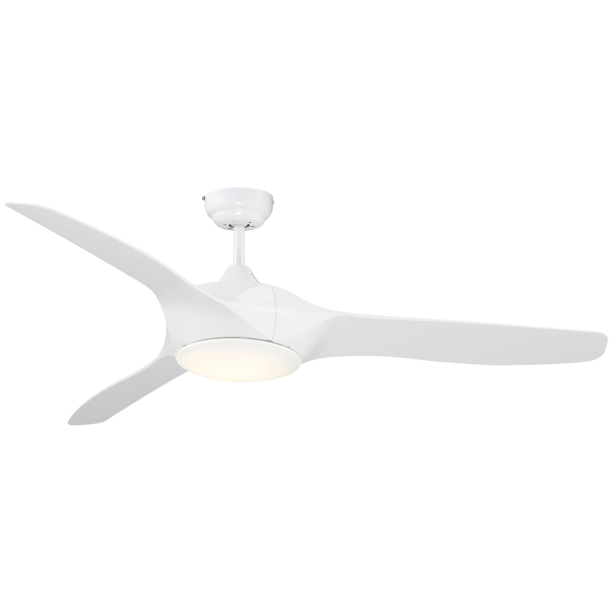 Ventilador de Techo Motor Diámetro 132 cm con Luz LED Mando a Distancia 3 Aspas Reversibles 6 Velocidades y Temporizador Silencioso para Dormitorio Salón Comedor Blanco