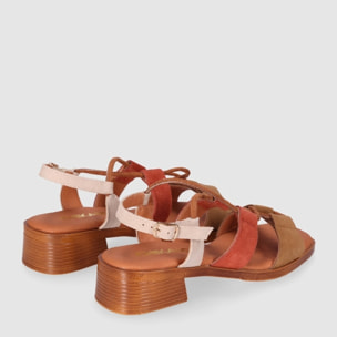 Sandalias de Serraje - Multicolor - Tacón: 4 cm