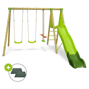 Balançoire en bois 2,30 m Topwood PALMI VERT - 6 enfants
