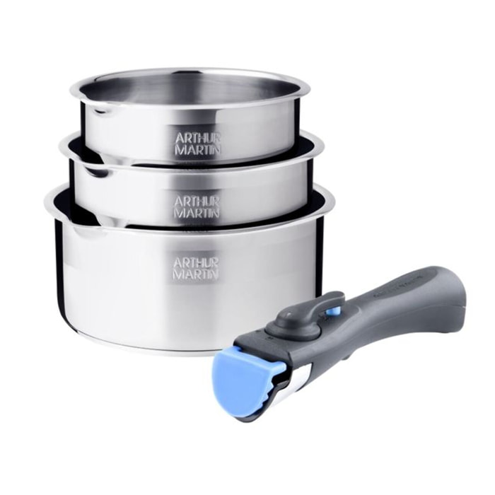 Set de 3 casseroles amovible inox