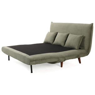 Lumi - Banquette convertible clic-clac 2 places en velours côtelé - Vert