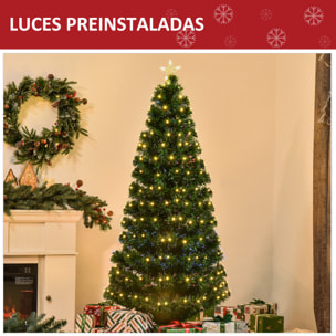 árbol de Navidad con Luces LED de PVC y Metal 82x180cm Verde