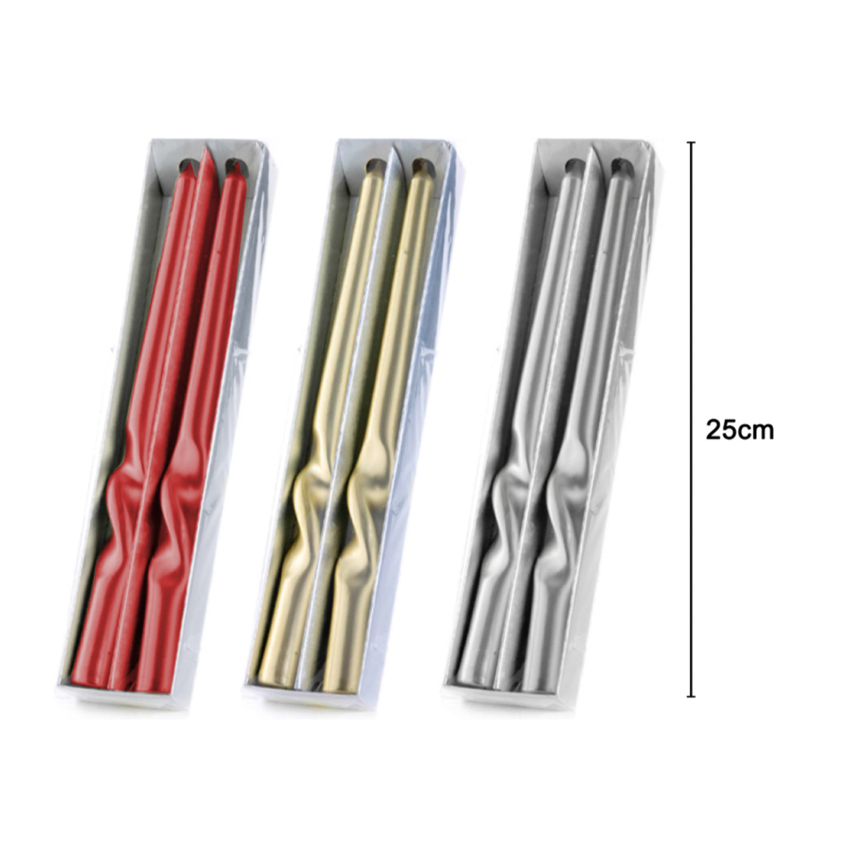 Set 2 Candele Decorative Natalizie Metallizzate Modello Semiritorte