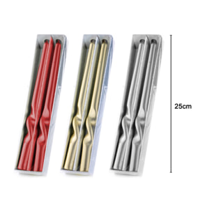 Set 2 Candele Decorative Natalizie Metallizzate Modello Semiritorte