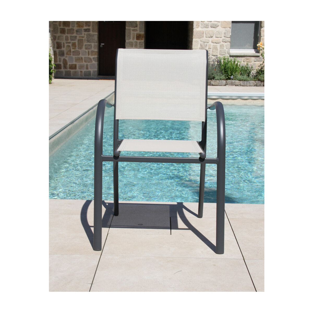 HONFLEUR XL SPC BEZIERS ardoise - Ensemble table et chaises de jardin  - gris et lin