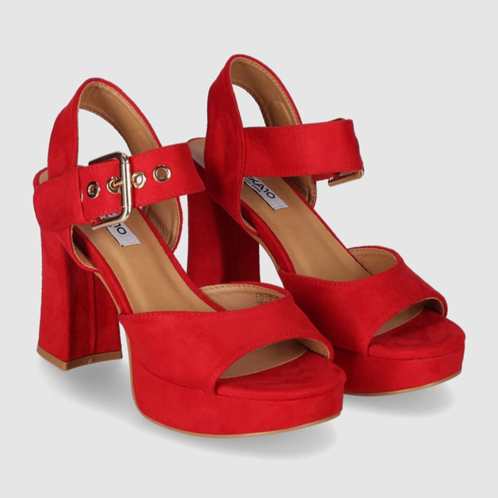 Sandalias de Tejido - Rojo - Tacón: 10 cm