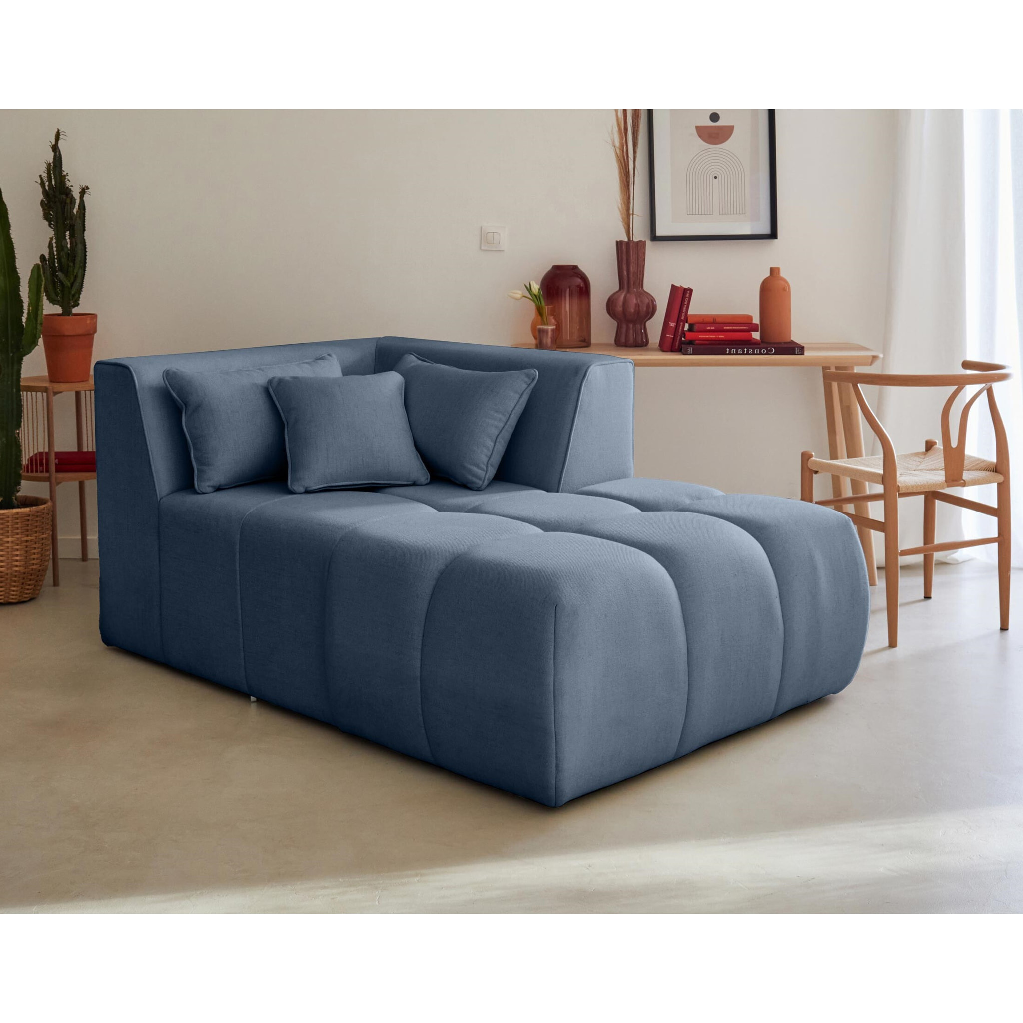 Caracas - canapé modulable d'angle droit - 5 places - en tissu - Bleu