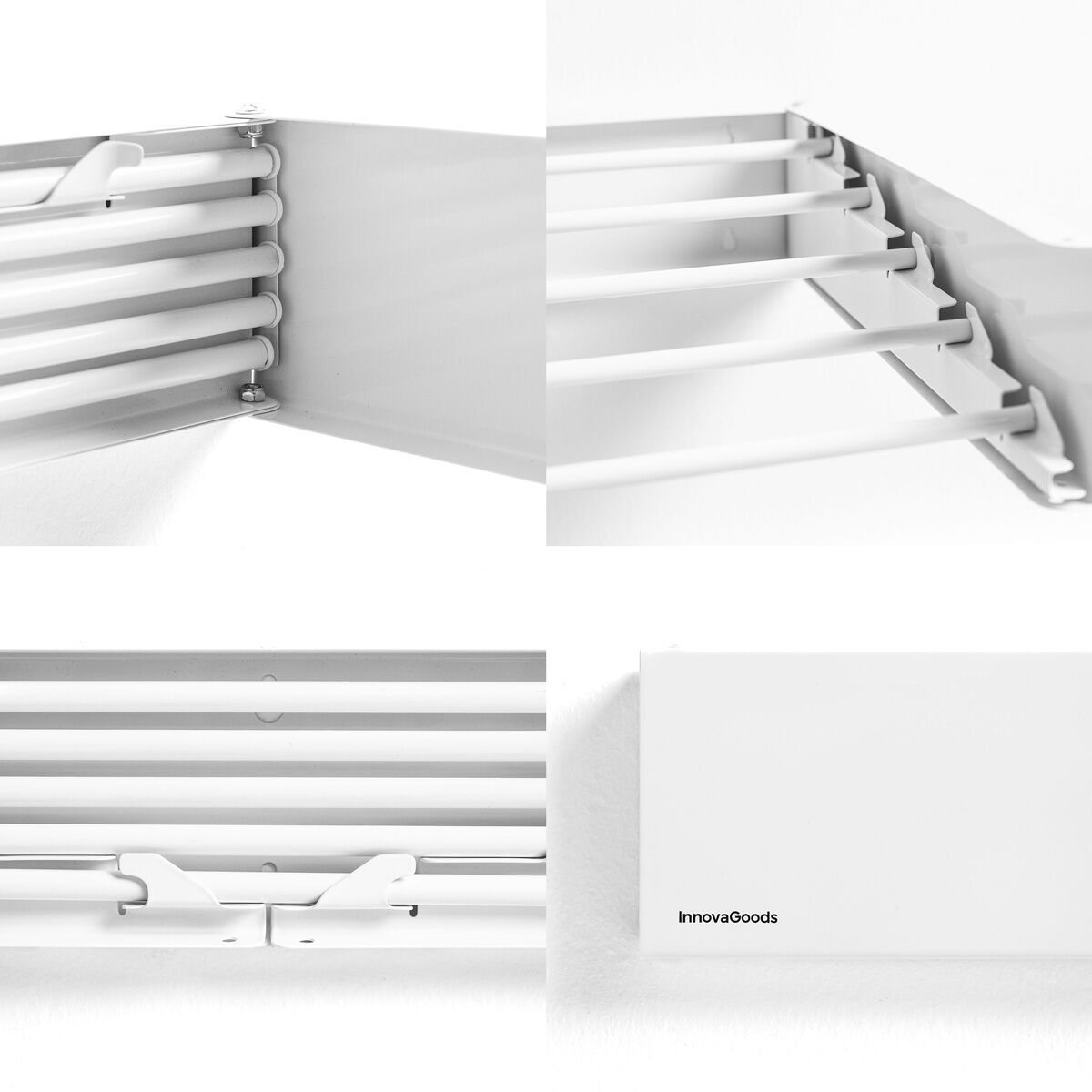 Stendibiancheria da parete pieghevole estensibile retrattile Dryva 80 InnovaGoods