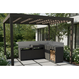 LE MARQUIER - Cuisine D'Angle 5 Elements Avec Credences - Noir