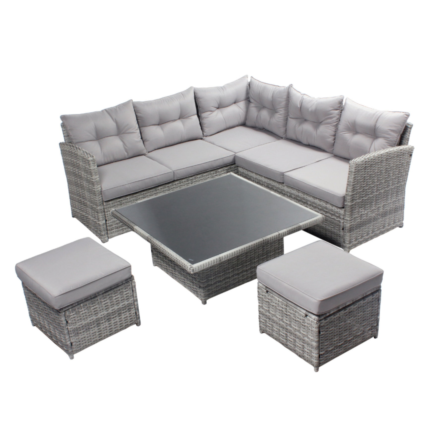 Salon de jardin 6 places gris - OMOA