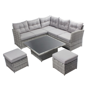 Salon de jardin 6 places gris - OMOA