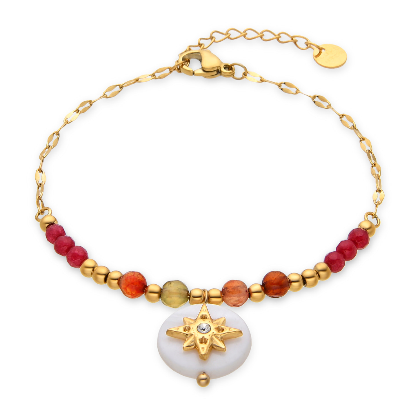 Pulsera de Madreperla Blanca acabada en oro amarillo de 18k