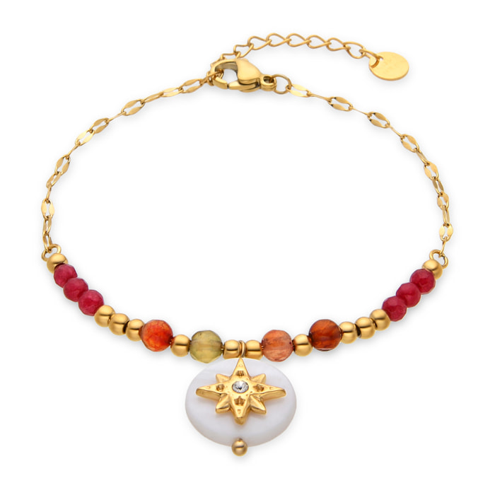Pulsera de Madreperla Blanca acabada en oro amarillo de 18k
