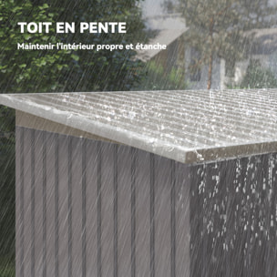 Abri de jardin cabanon - portes verrouillables - dim. 2,8 x 1,3 x 1,72 m - tôle d'acier bicolore gris