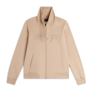 Felpa donna con zip e collo alto in costina