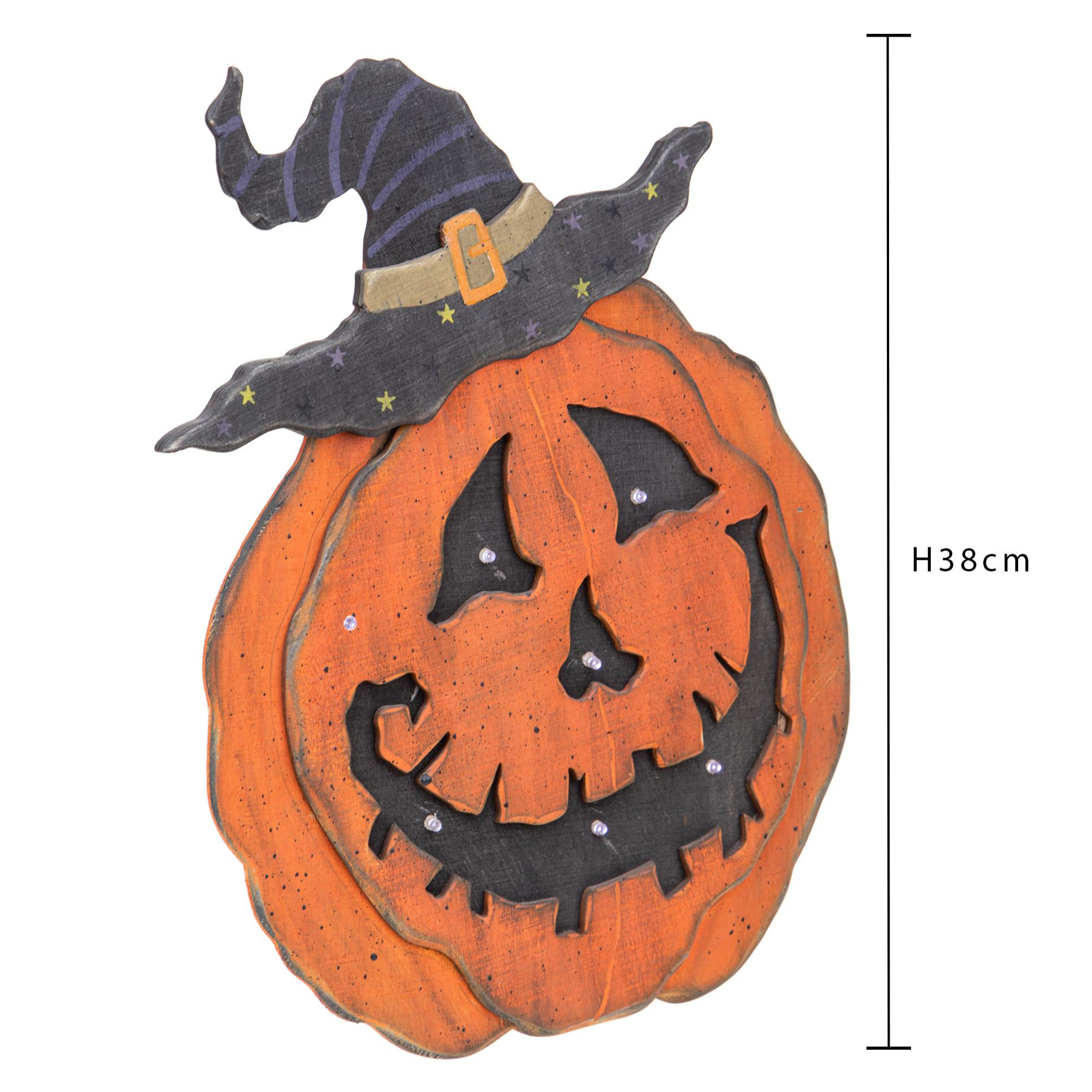 Zucca Con Led 31X38 Cm - Pezzi 1 - 31,2X38X3,3cm - Colore: Incolore - Bianchi Dino - Halloween, Streghe