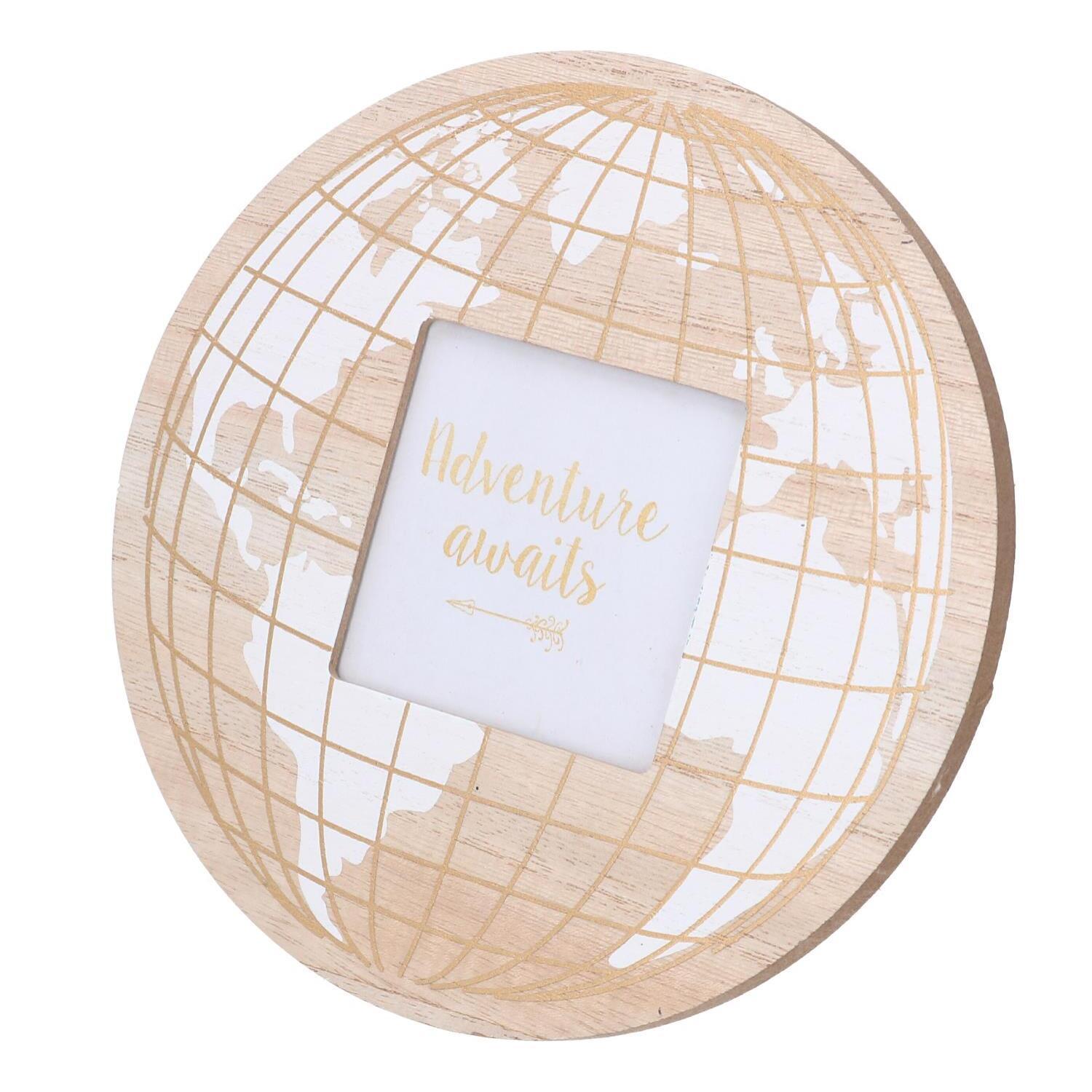 Portafoto da muro in legno mappamondo cmø17x1,2
