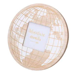 Portafoto da muro in legno mappamondo cmø17x1,2