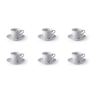 Set de 6 Tasses à Café avec Soucoupe Excelsa – Elisa Rococo’, Porcelaine Blanche