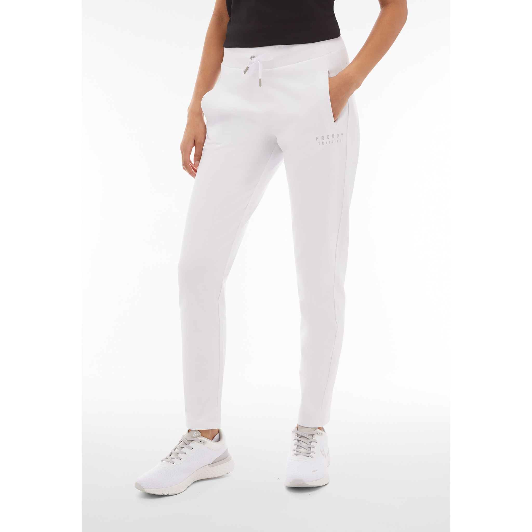 Pantaloni donna in heavy jersey stretch fondo dritto