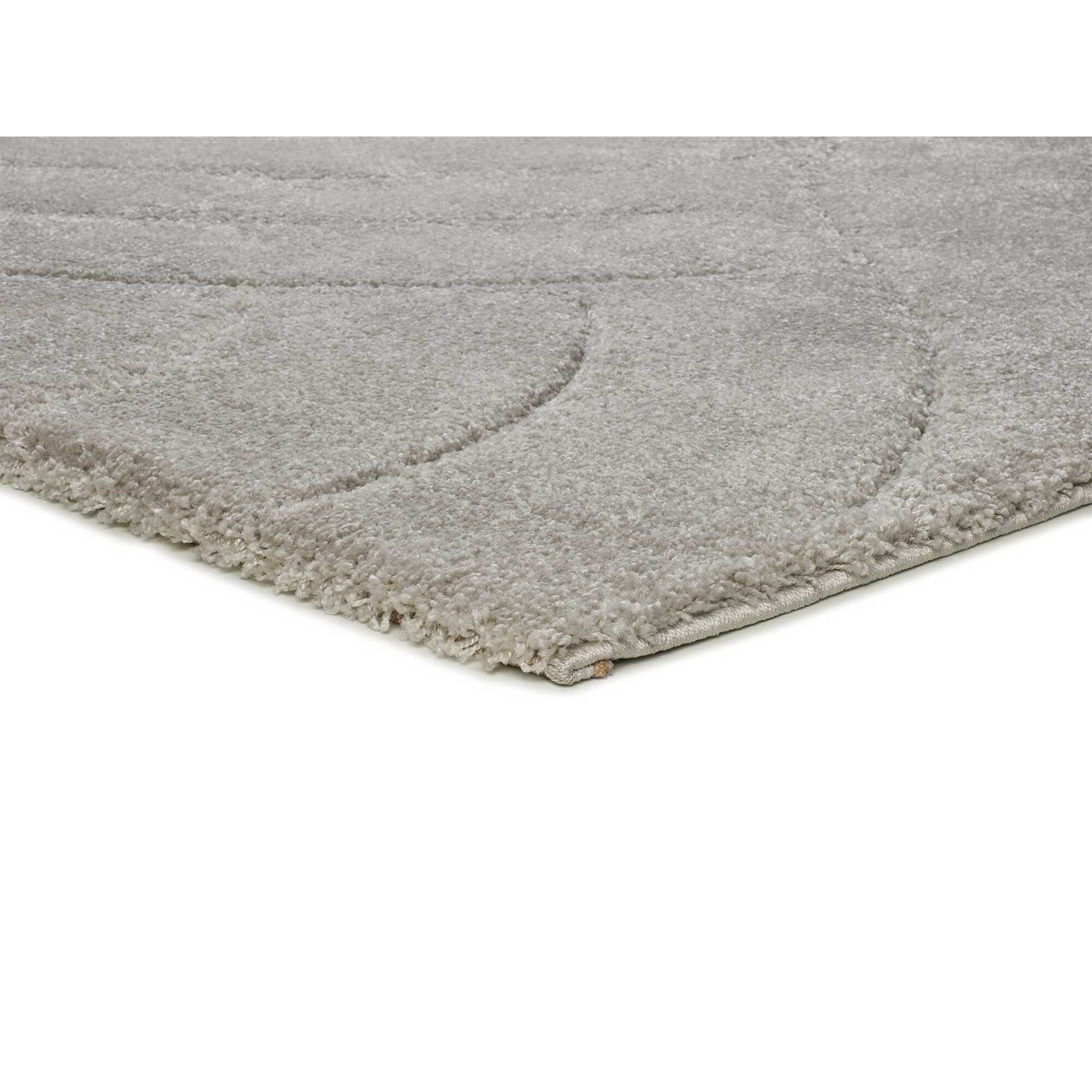 MOLIER Alfombra shaggy con formas abstractas en plata, varias medidas disponibles.