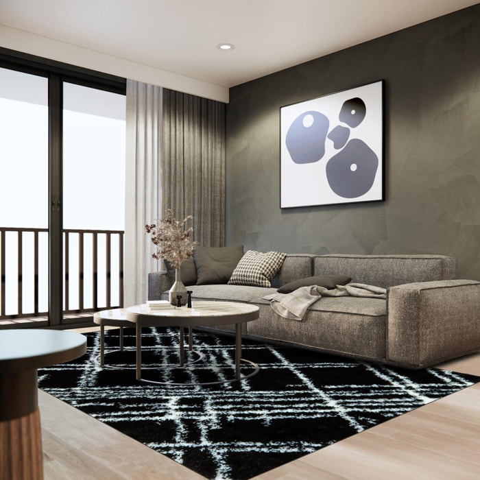 Tapis shaggy tissé motif géométrique RADO