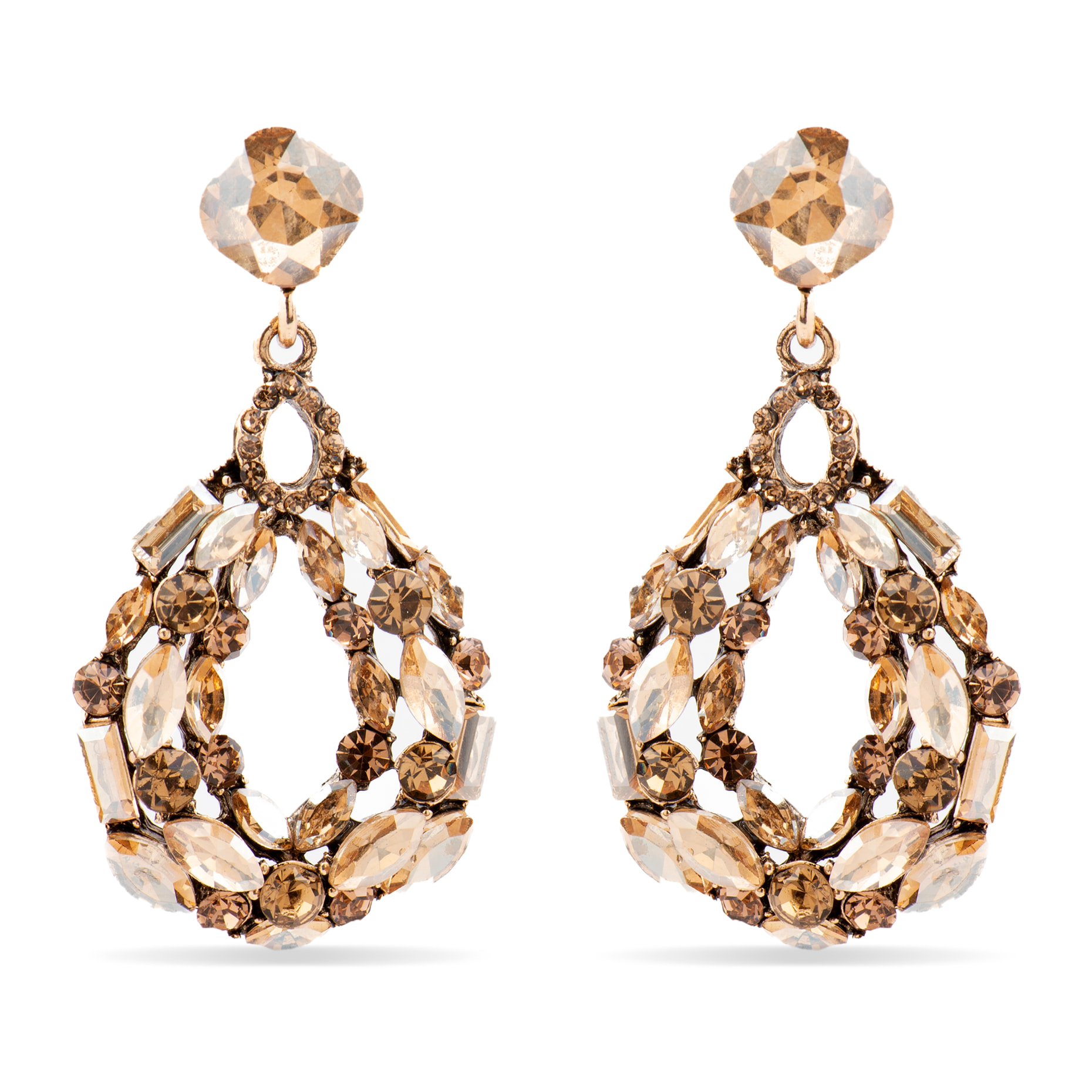 Pendientes con Cristal Multicolor acabado oro 18k