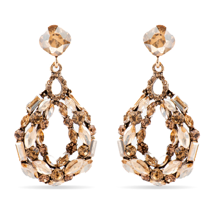 Pendientes con Cristal Multicolor acabado oro 18k