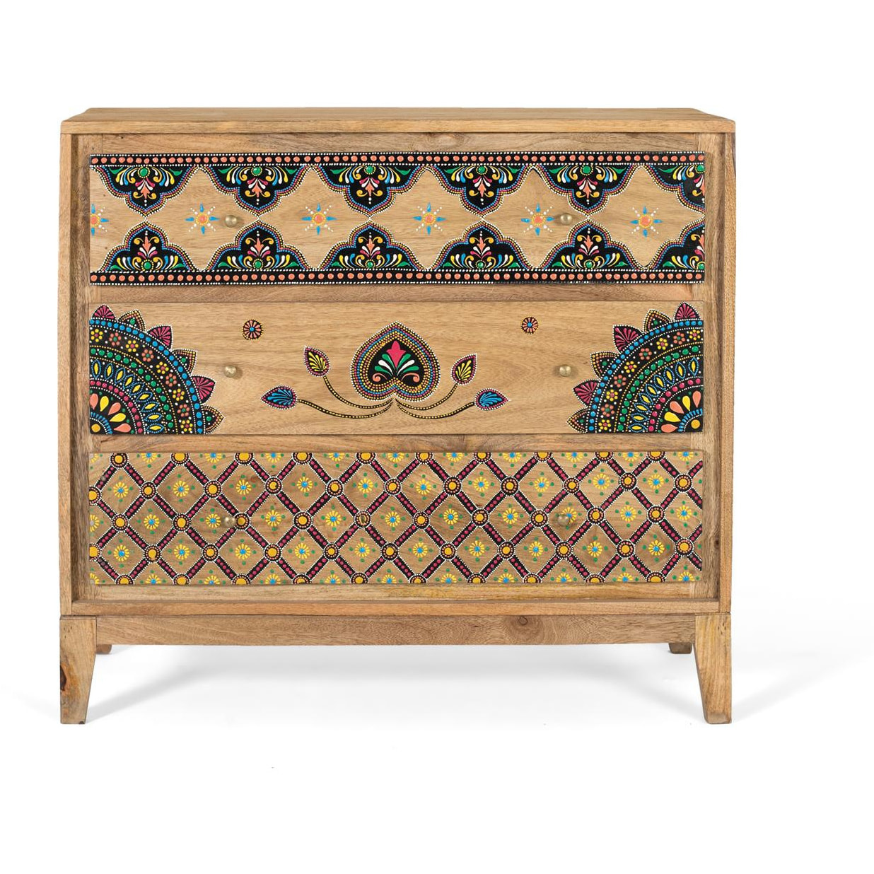 Cómoda de Madera de Mango 91 Cm Estilo Boho Ethnic