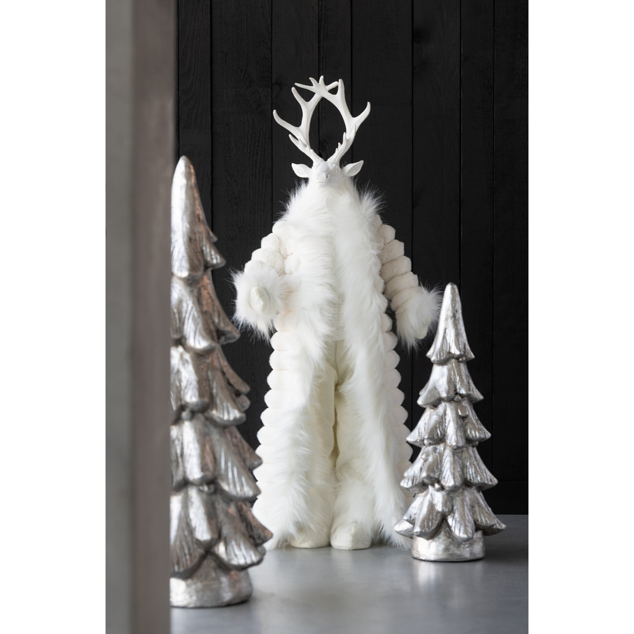 J-Line figurine Cerf Manteau - polyrésine - blanc - large