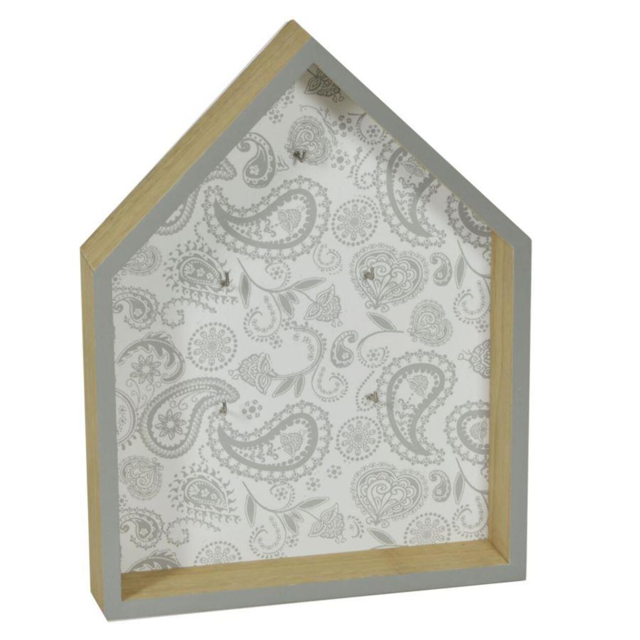 Portachiavi in legno Stilla grigio casetta 5 posti cm22,5x29,5x4,5