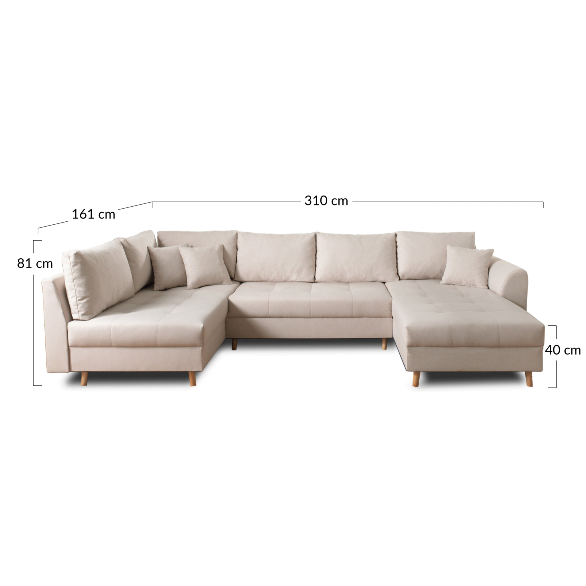 Rune - canapé panoramique avec pouf d'appoint - 7 places - style scandinave - gauche - Bleu canard