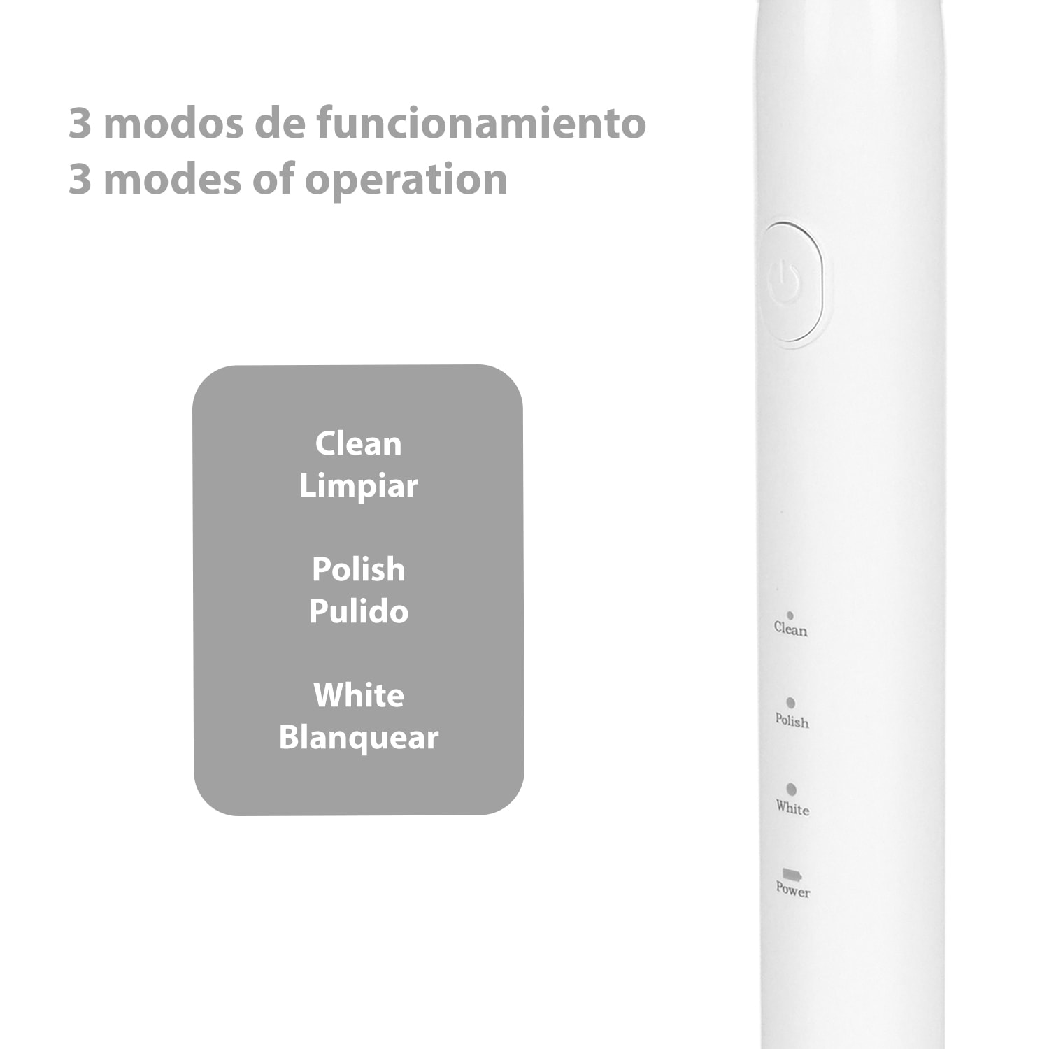 Cepillo dental eléctrico sónico ET02. Modos limpiar, pulir y blanquear. Incluye 4 cabezales.