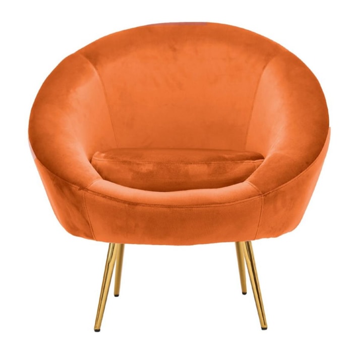 Poltrona design tonda in velluto arancio