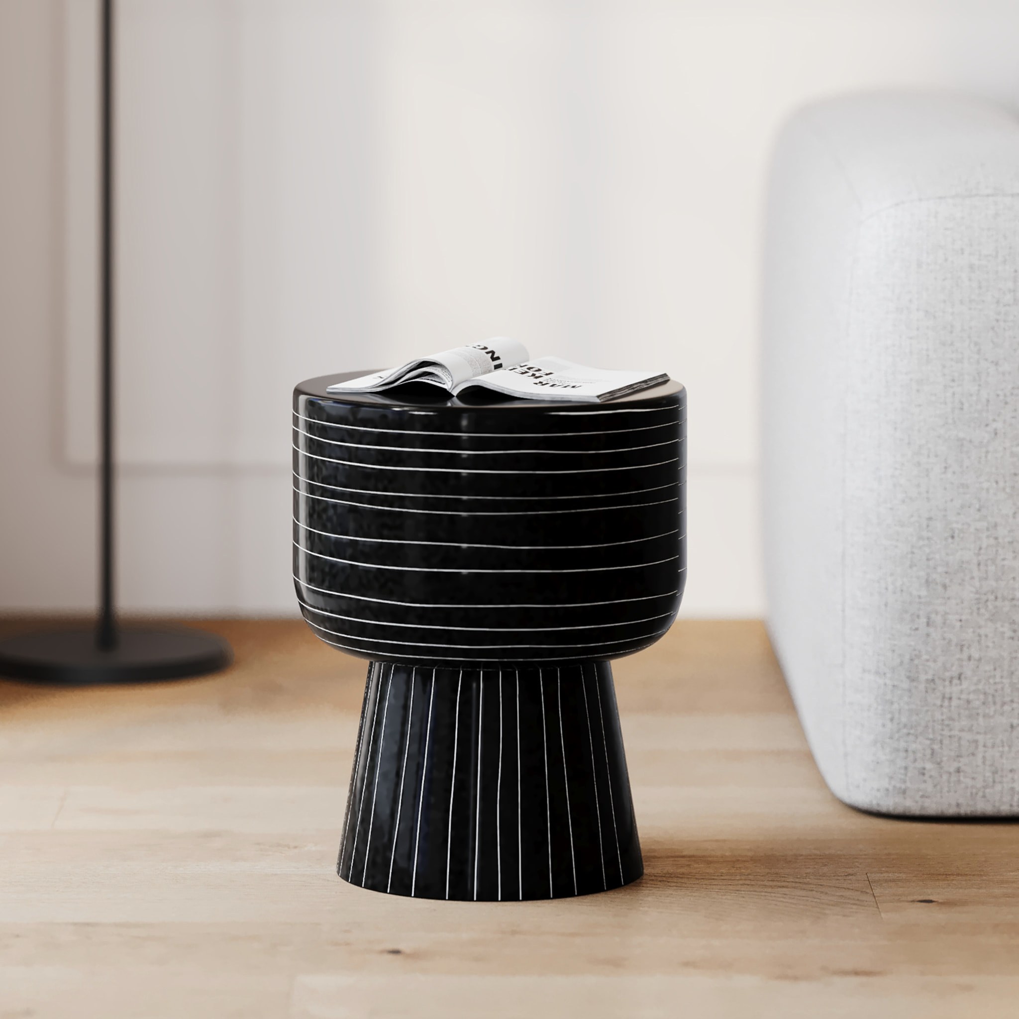 Table d'appoint ronde en métal noir D34 cm - Zita